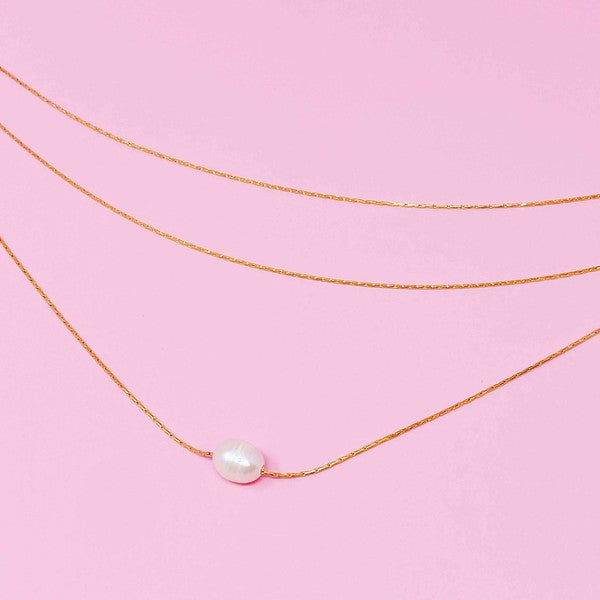 18K Gold Layered Freshwater Pearl Pendant Necklace - Elegant and Understated