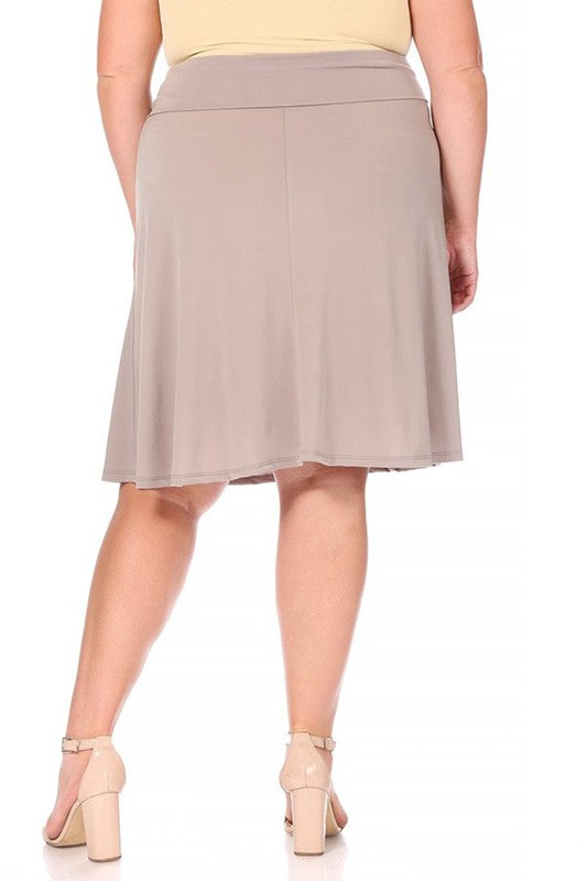 Plus Size Solid A-Line Skirt with Banded Waist - Elegant and Comfortable