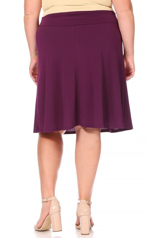 Plus Size Solid A-Line Skirt with Banded Waist - Elegant and Comfortable