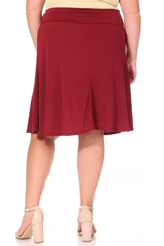 Plus Size Solid A-Line Skirt with Banded Waist - Elegant and Comfortable