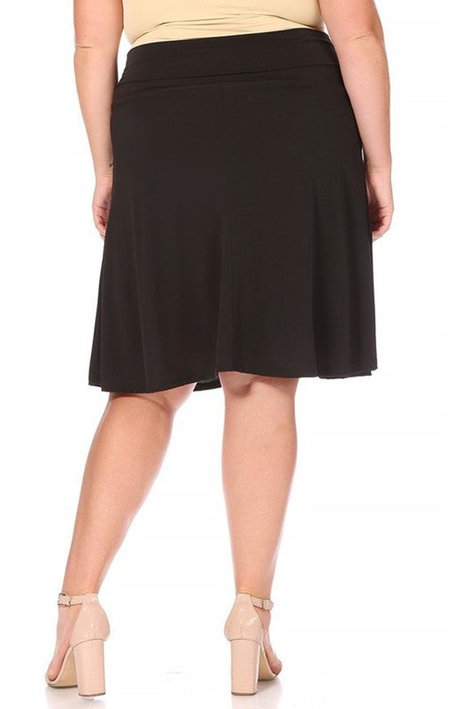Plus Size Solid A-Line Skirt with Banded Waist - Elegant and Comfortable