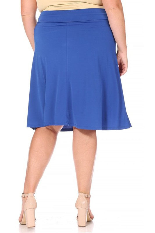 Plus Size Solid A-Line Skirt with Banded Waist - Elegant and Comfortable