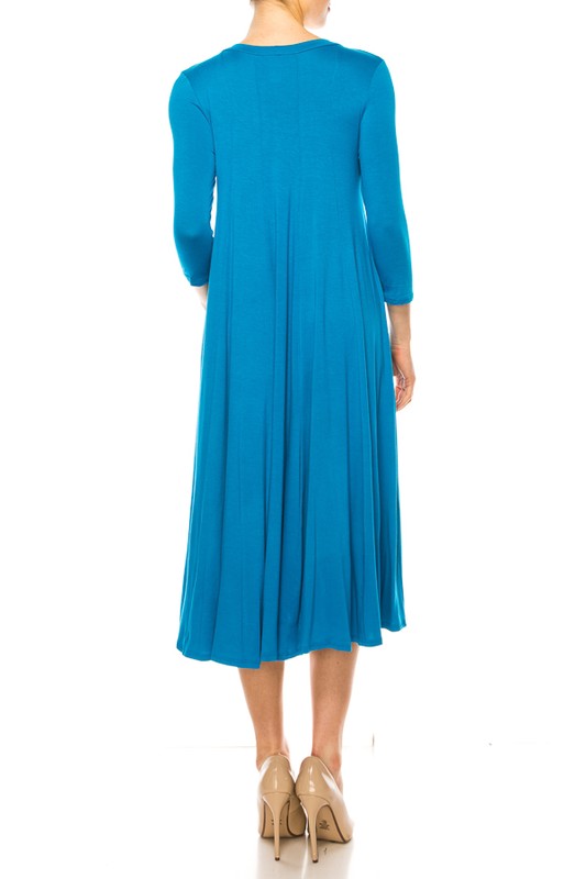Solid A-Line Dress with Paneled Detail - Elegant and Stylish