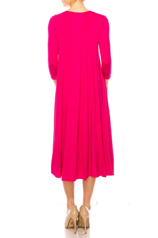 Solid A-Line Dress with Paneled Detail - Elegant and Stylish