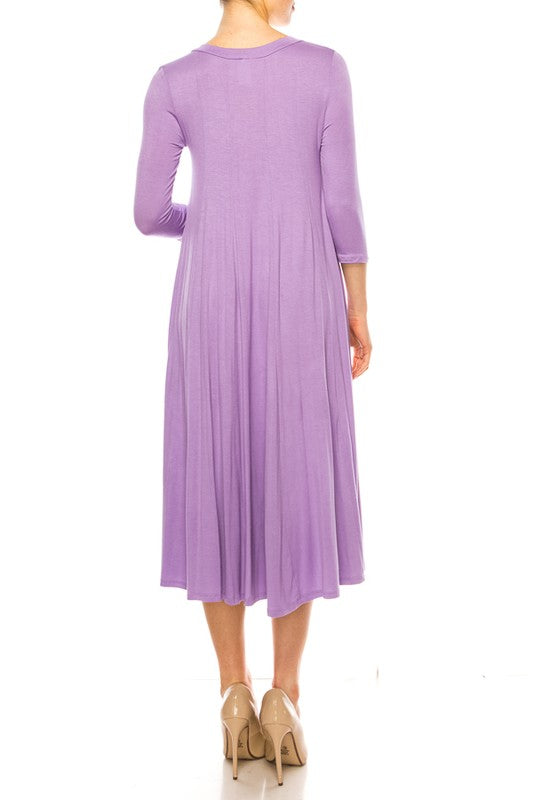 Solid A-Line Dress with Paneled Detail - Elegant and Stylish