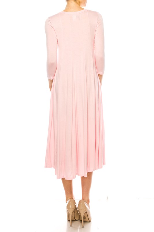 Solid A-Line Dress with Paneled Detail - Elegant and Stylish