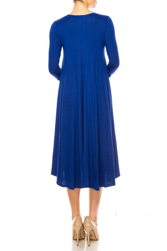 Solid A-Line Dress with Paneled Detail - Elegant and Stylish