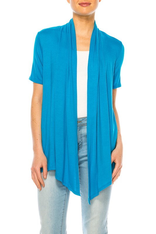 Solid Open Front Cardigan - Relaxed Fit with Asymmetrical Hem