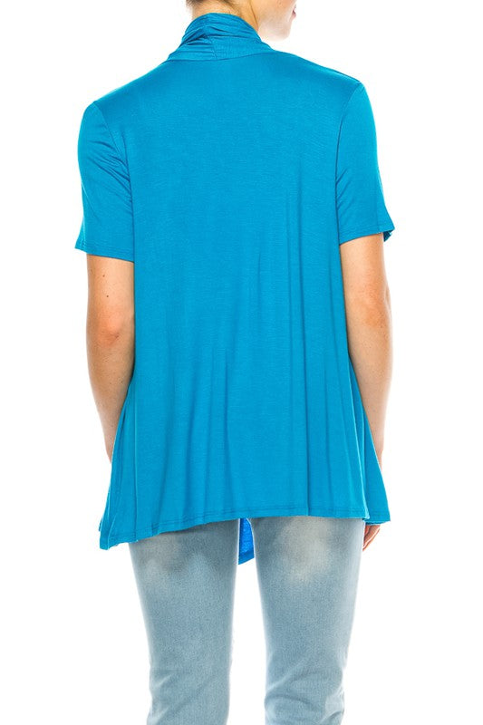 Solid Open Front Cardigan - Relaxed Fit with Asymmetrical Hem