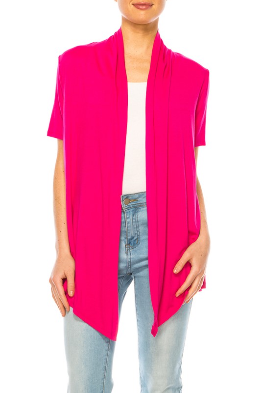 Solid Open Front Cardigan - Relaxed Fit with Asymmetrical Hem