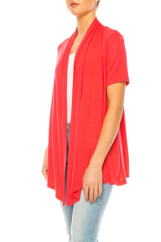 Solid Open Front Cardigan - Relaxed Fit with Asymmetrical Hem