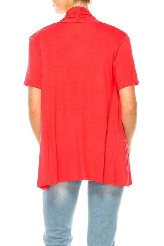 Solid Open Front Cardigan - Relaxed Fit with Asymmetrical Hem