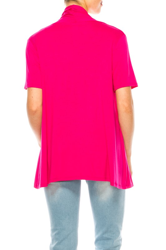 Solid Open Front Cardigan - Relaxed Fit with Asymmetrical Hem