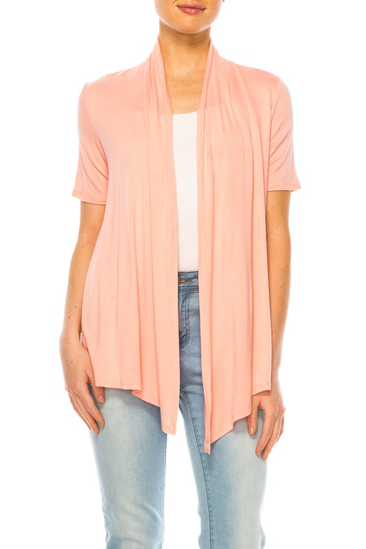 Solid Open Front Cardigan - Relaxed Fit with Asymmetrical Hem
