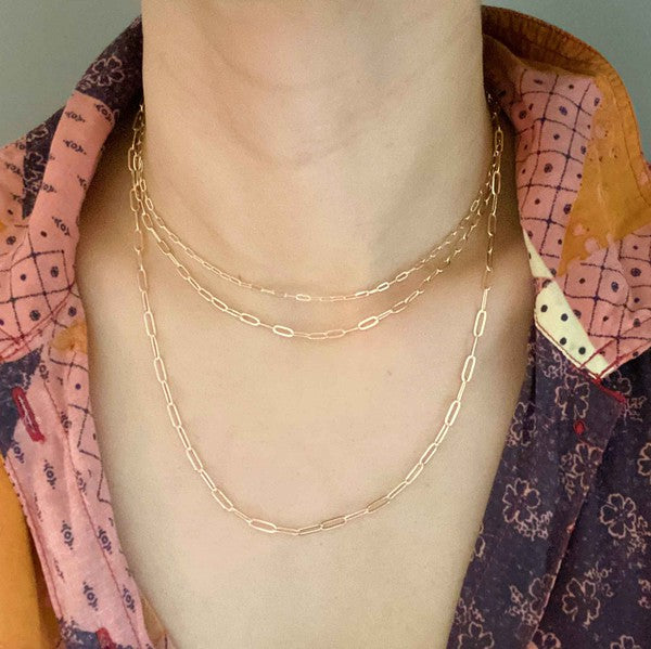 Triple Chain Link Necklace Set - 3 Styles