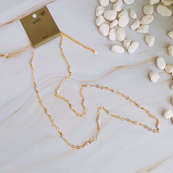 18K Gold Mini Pearl Mini Star Necklace - Delicate and Versatile Jewelry for Any Outfit