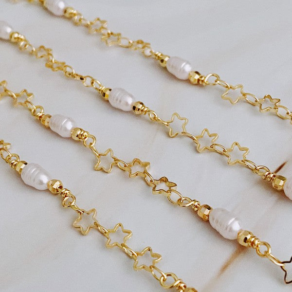 18K Gold Mini Pearl Mini Star Necklace - Delicate and Versatile Jewelry for Any Outfit