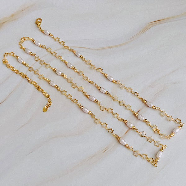 18K Gold Mini Pearl Mini Star Necklace - Delicate and Versatile Jewelry for Any Outfit