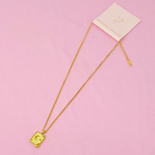 18k Gold Universe Pendant Necklace - Beautiful Moon and Stars Design, Exclusive Look
