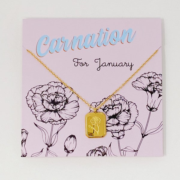 Birth Month Necklace - Delicately Engraved Flowers for Each Month