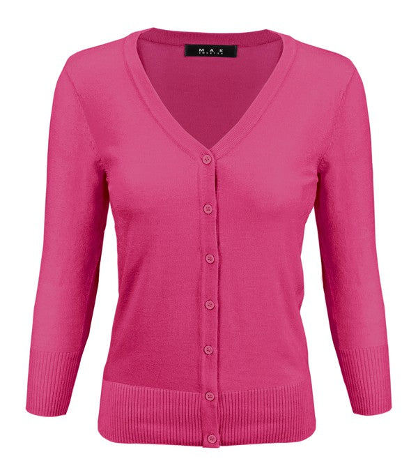 Crewneck Button Down Knit Plus Size Cardigans