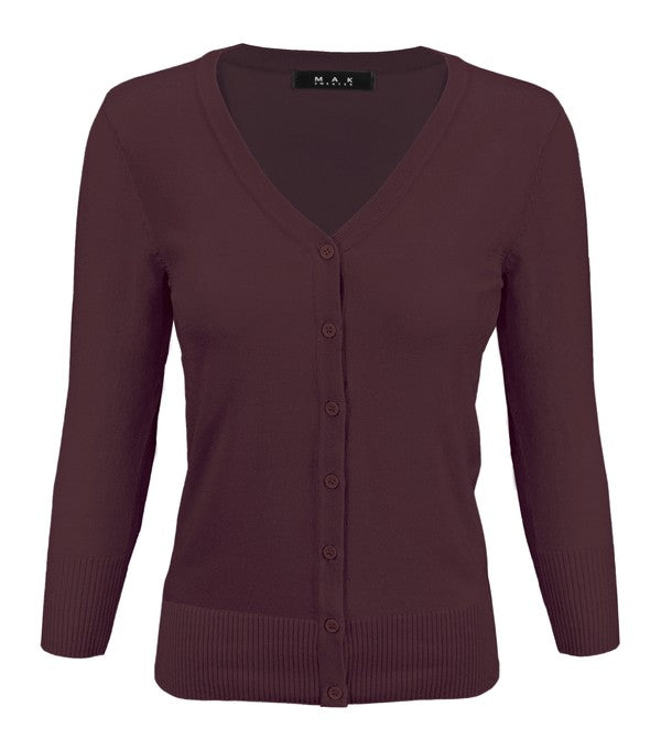 Crewneck Button Down Knit Plus Size Cardigans