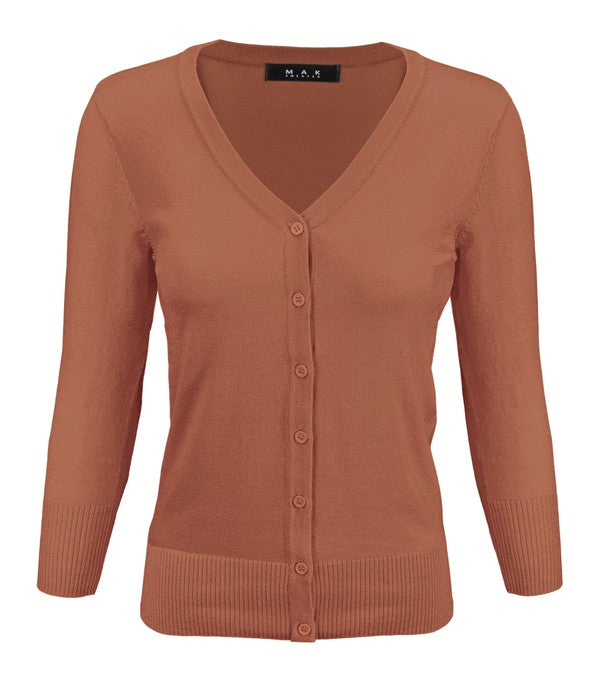 Crewneck Button Down Knit Plus Size Cardigans