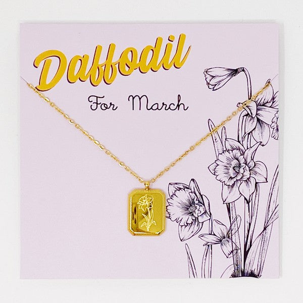 Birth Month Necklace - Delicately Engraved Flowers for Each Month