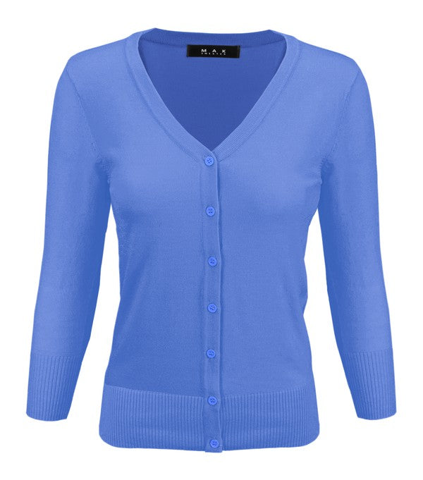 Crewneck Button Down Knit Plus Size Cardigans