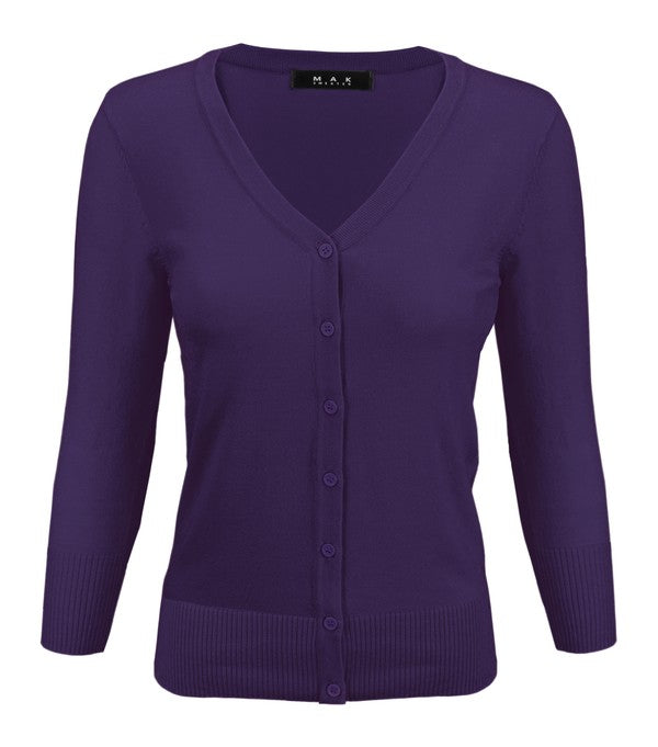 Crewneck Button Down Knit Plus Size Cardigans