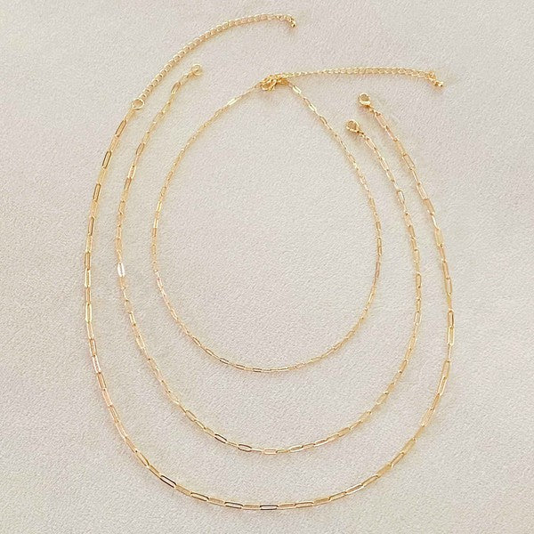 Triple Chain Link Necklace Set - 3 Styles