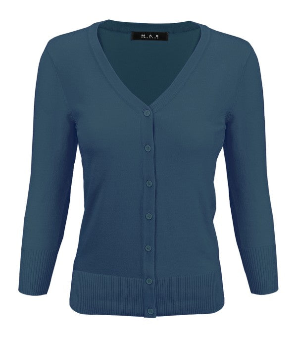 Crewneck Button Down Knit Plus Size Cardigans