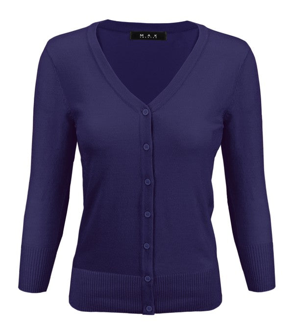 Crewneck Button Down Knit Plus Size Cardigans