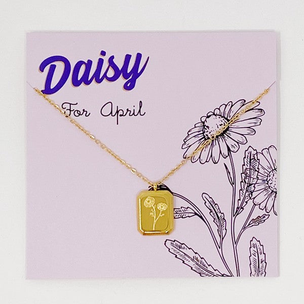 Birth Month Necklace - Delicately Engraved Flowers for Each Month