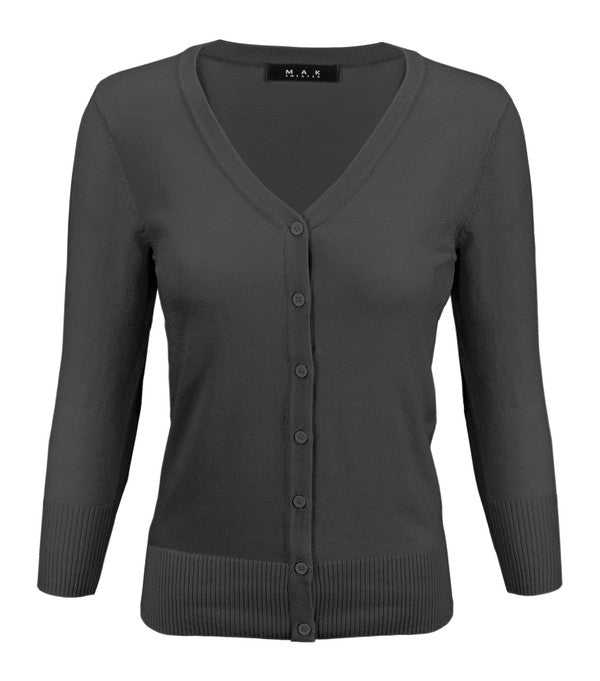 Crewneck Button Down Knit Plus Size Cardigans