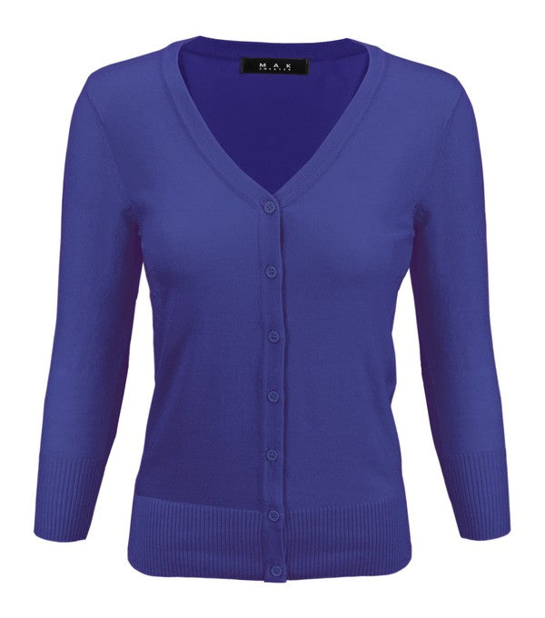 Crewneck Button Down Knit Plus Size Cardigans