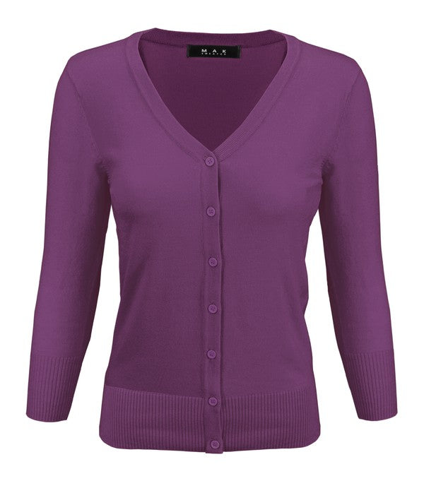 Crewneck Button Down Knit Plus Size Cardigans