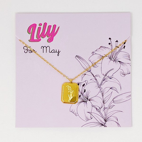 Birth Month Necklace - Delicately Engraved Flowers for Each Month