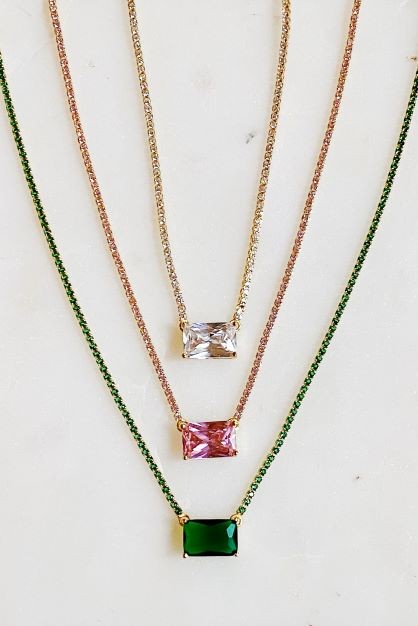 Emerald Cut Pendant Tennis Necklace - Classy and Versatile
