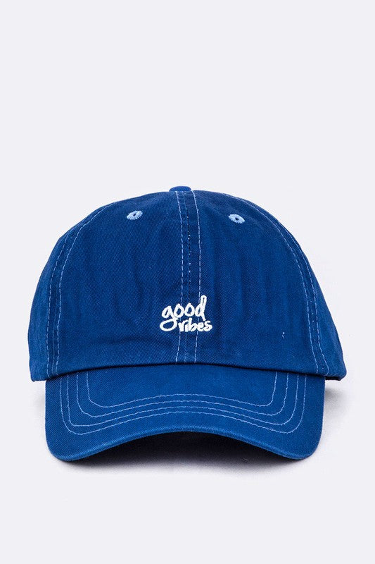 Good Vibes Embroidery Washed Cotton Cap