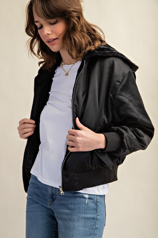 REVERSIBLE ALL WEATHER FUR LINED BOMBER JACKET