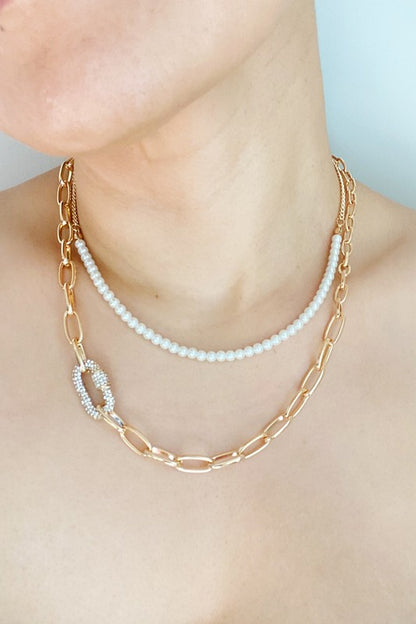 Classic Duo Layered Pearl Necklace Set - 2 Beautiful Necklaces