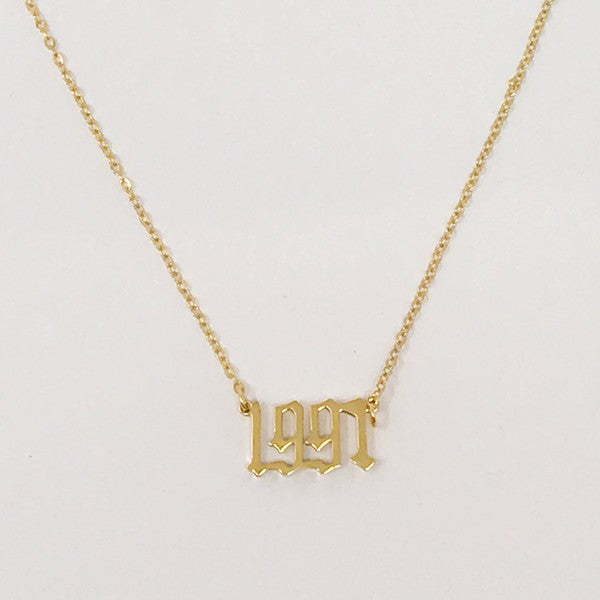 18K Gold Plated Birth Year Necklace (1990-2003) in Old English Font