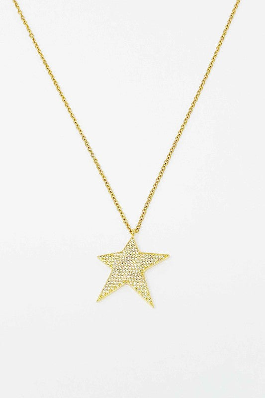 Shiny Star Necklace - Dainty CZ Pendant in Funky Star Shape