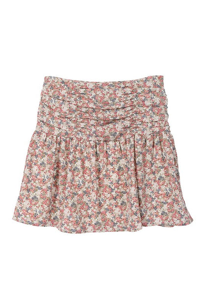 Shirred floral skirt