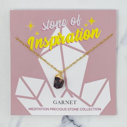 18K Gold Meditation Stone Pendant Necklaces with Meaningful Cards