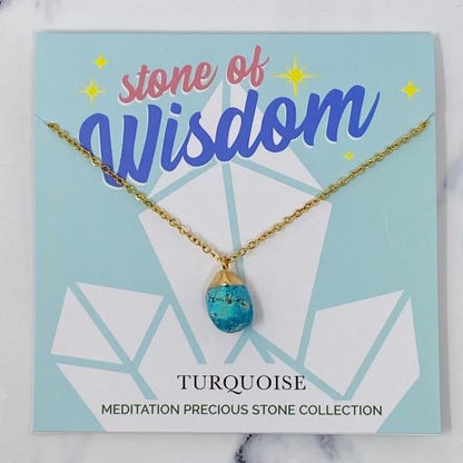 18K Gold Meditation Stone Pendant Necklaces with Meaningful Cards