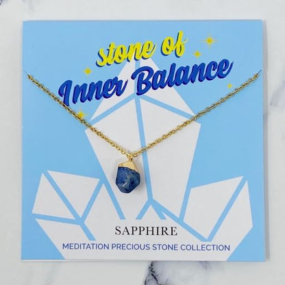 18K Gold Meditation Stone Pendant Necklaces with Meaningful Cards