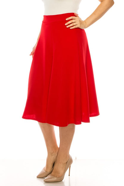 MOA Collection Plus Size Paneled A-Line Midi Skirt with Banded Waist