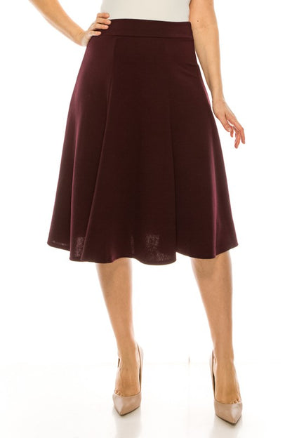 MOA Collection Plus Size Paneled A-Line Midi Skirt with Banded Waist